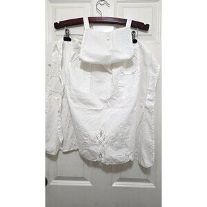 Handmade White Victorian Linen Apron With Lace Detailing & Pockets Size OS